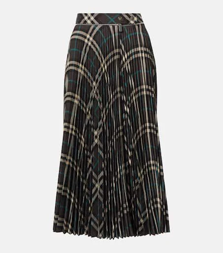 Burberry Pleated checked midi skirt 1