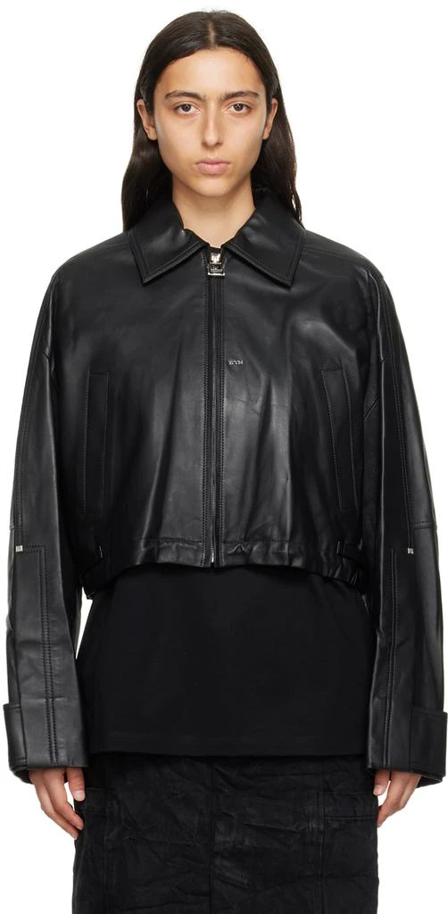 Wooyoungmi Black Cropped Leather Jacket 1