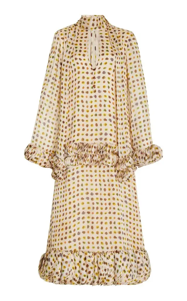 Alexis Alexis - Hilana Ruffled Polka-Dot Crepe Midi Dress - Black - S - Moda Operandi 1