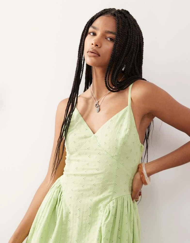 green emerald velvet dress Ava Cotton Midi Dress-Green Broderie