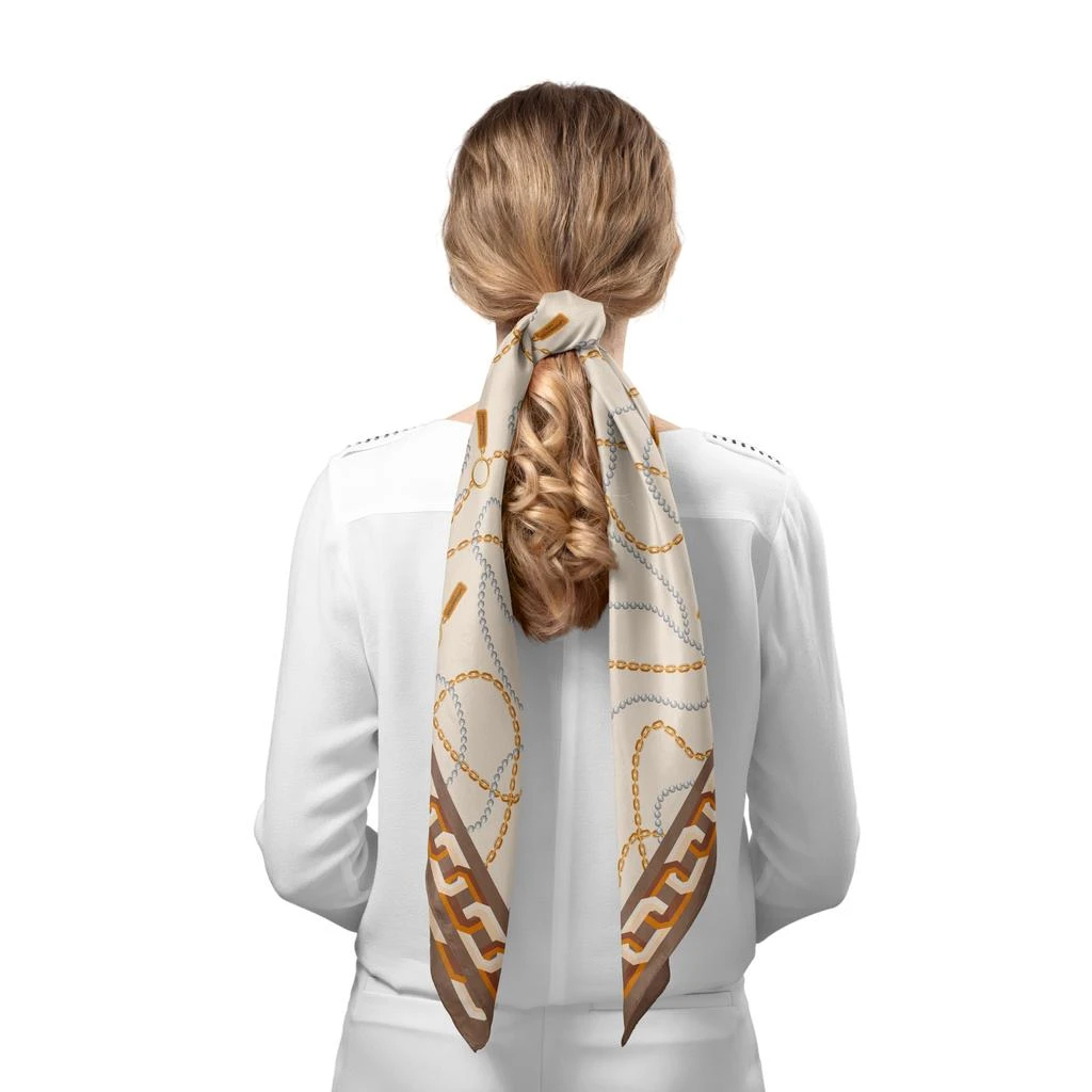 LePARMENTIER Paris Heritage Chain and Pearls Silk Square Scarf 5