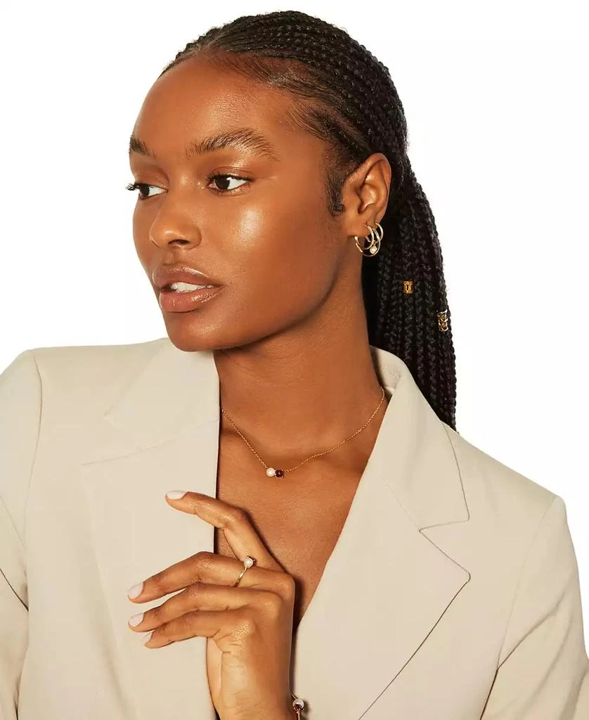 Audrey by Aurate Cultured Freshwater Pearl (5mm) & Rhodolite (5/8 ct. t.w.) Two Stone Adjustable 18" Pendant Necklace in Gold Vermeil , Exclusively at Macy's 2
