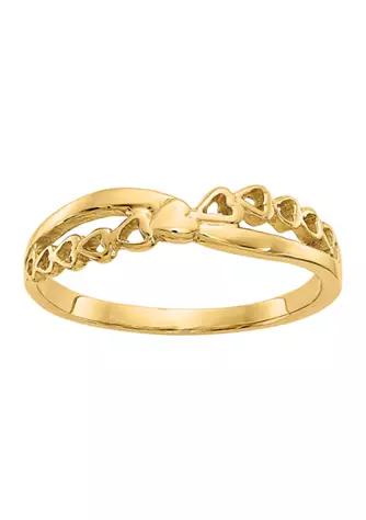 Belk & Co. 14K Yellow Gold Polished Criss Cross Pattern Hearts Ring
