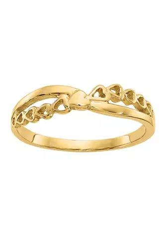 Belk & Co. 14K Yellow Gold Polished Criss Cross Pattern Hearts Ring 1