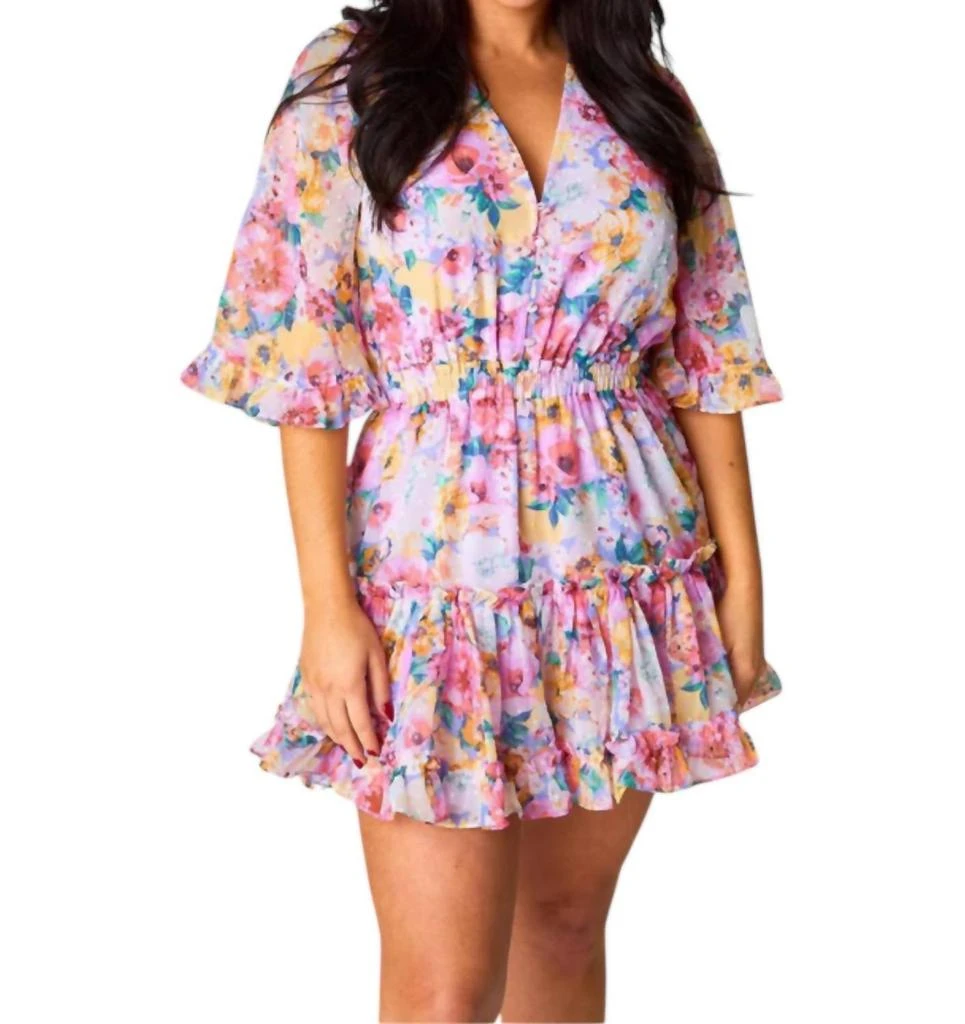 BUDDYLOVE Pollyanna Estate Elastic Waist Dress In Pink Floral 1