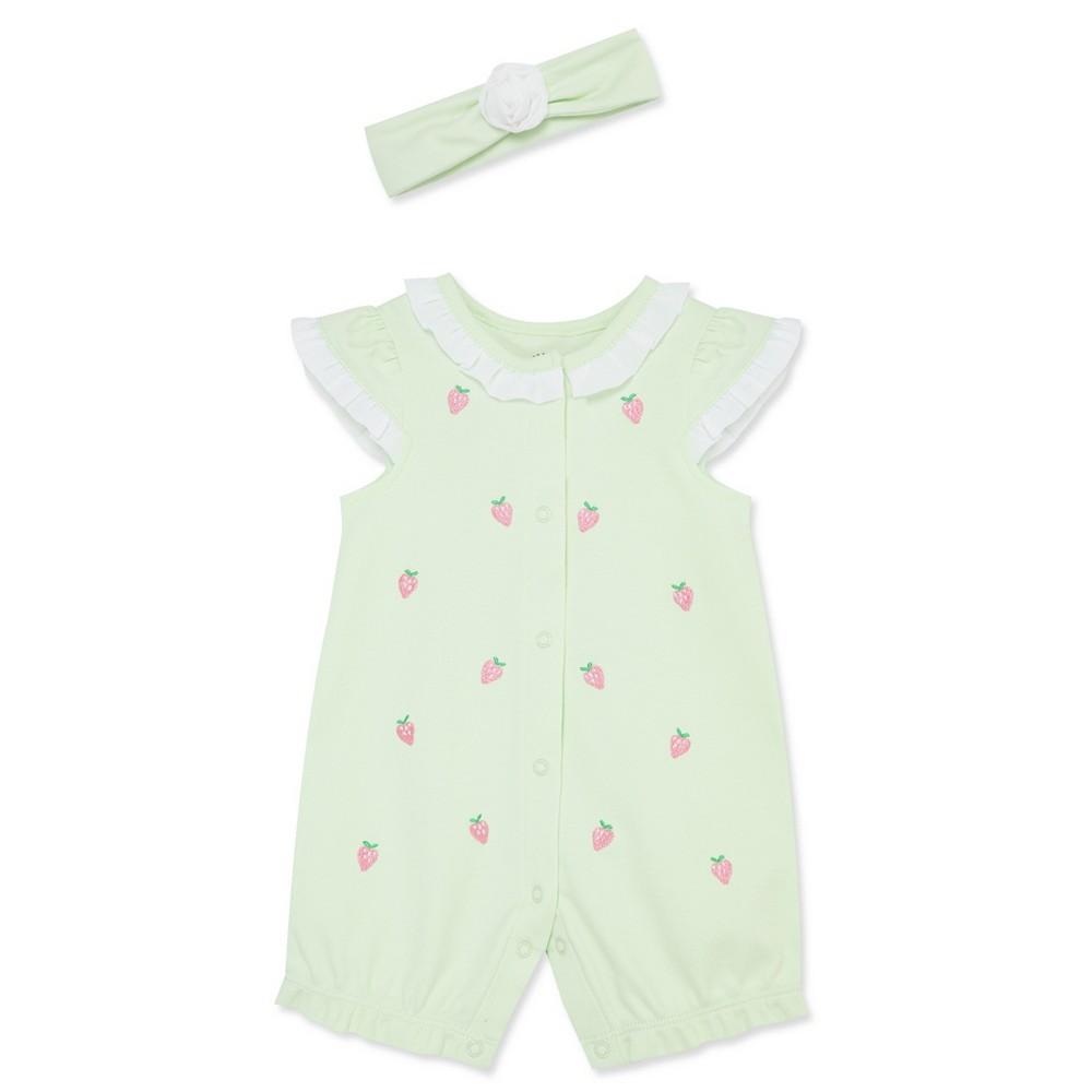 Little Me Baby Girls Strawberry Romper with Headband