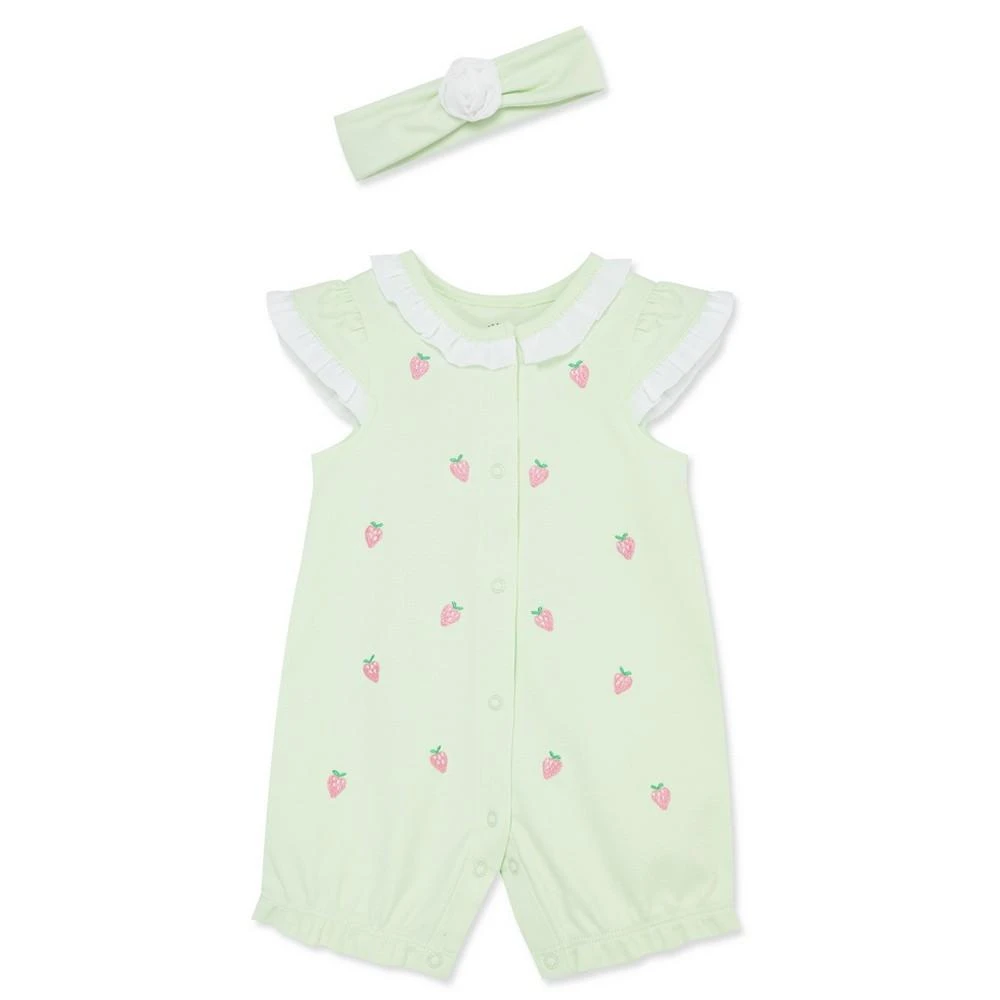 Little Me Baby Girls Strawberry Romper with Headband 1