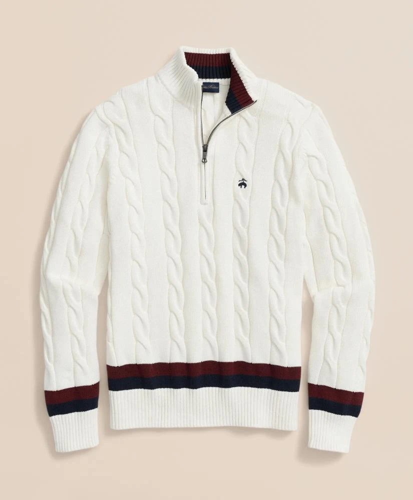 Brooks Brothers Cable Knit Tennis Quarter-Zip Sweater in Supima® Cotton 3