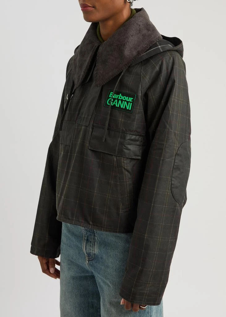 Barbour X Ganni checked hooded waxed cotton jacket 2