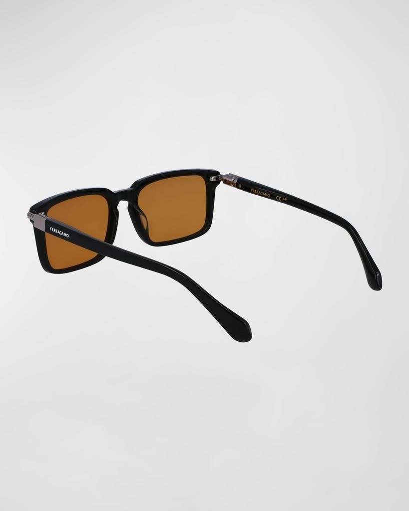 Salvatore Ferragamo Men's Gancini Evolution Acetate Rectangle Sunglasses 2