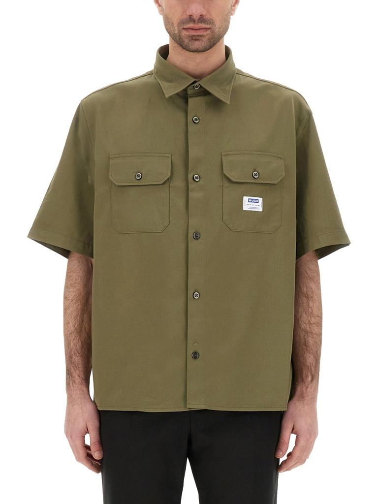 Shop Bottle Green Poplin L/s Irwin Shirt on Sale at