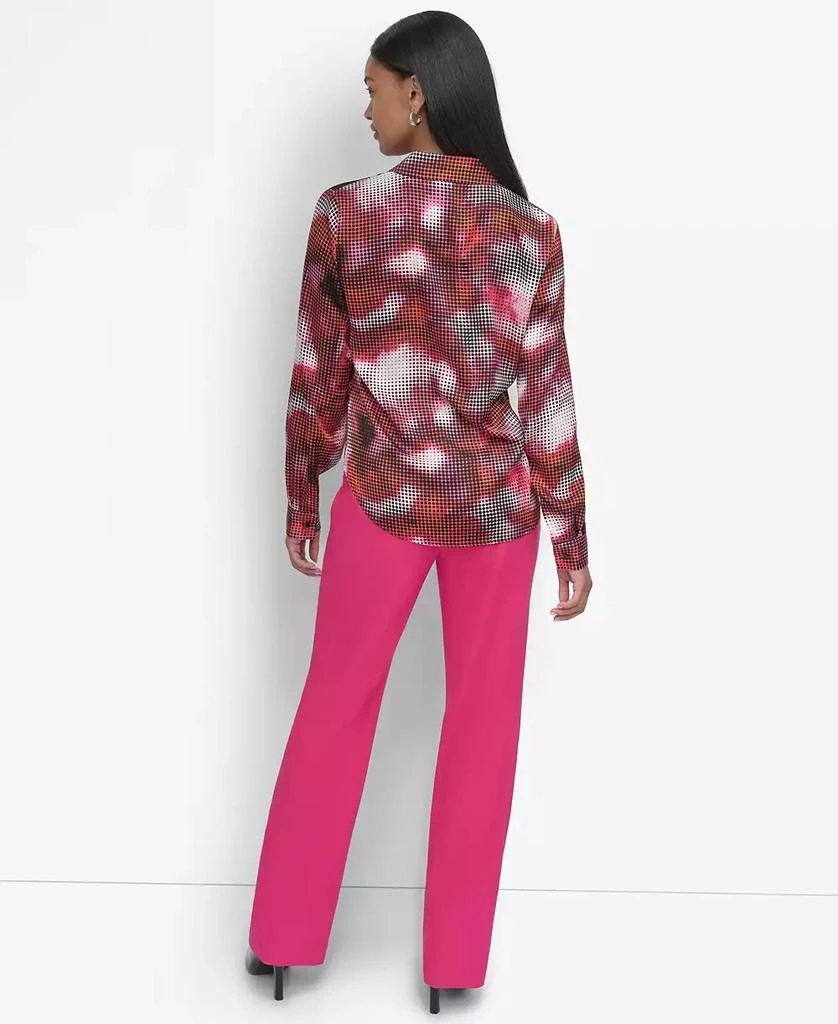 DKNY Women's Sheer-Yoke Abstract-Print Blouse 2