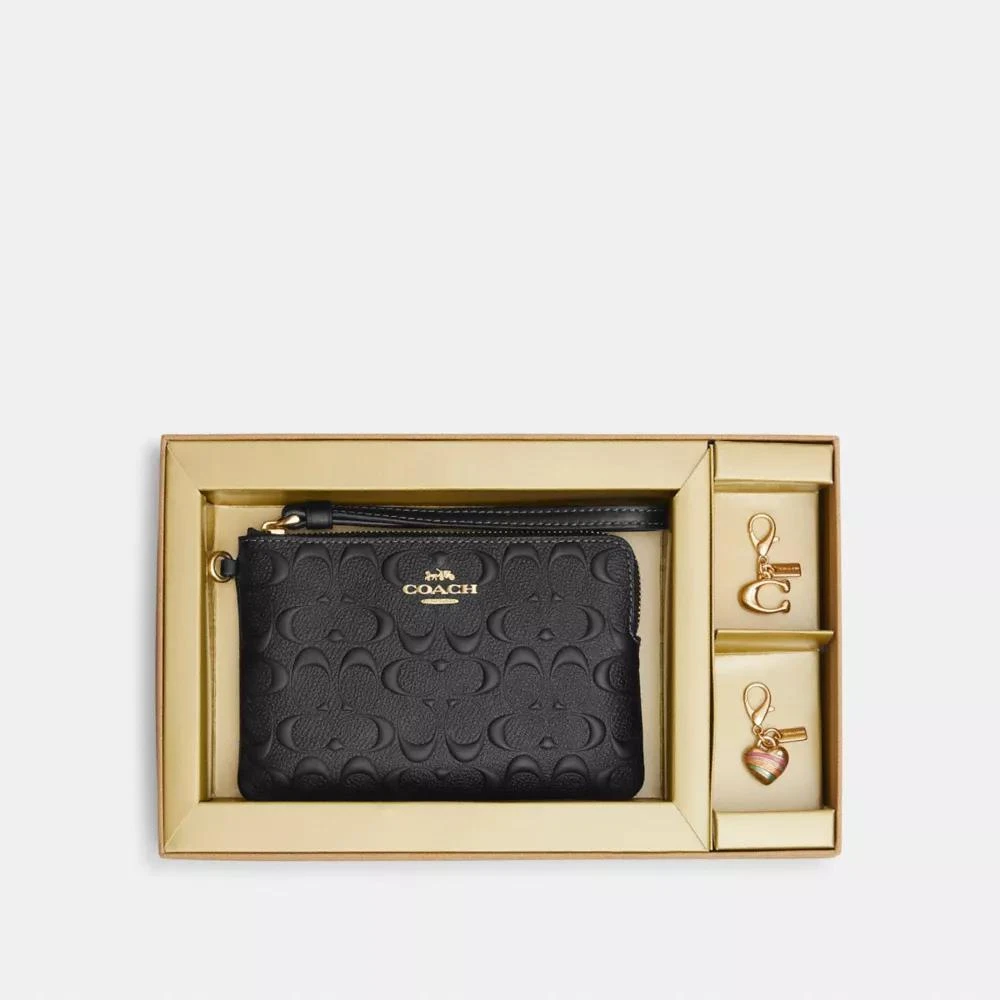 Coach Boxed Corner Zip Wristlet In Signature Leather 1