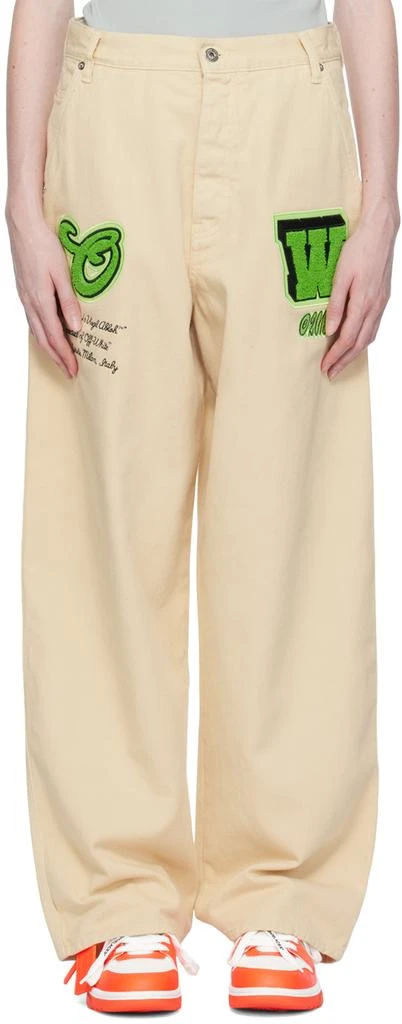 Off-White Beige Patch Jeans 1