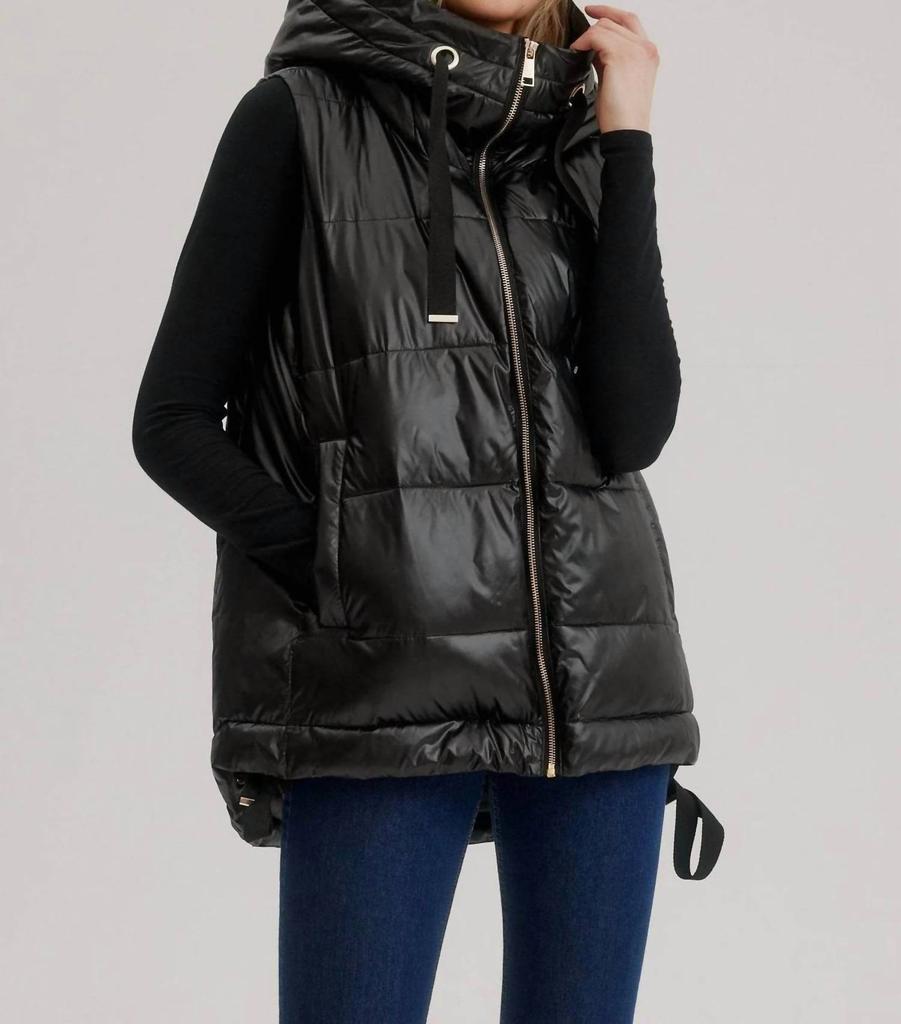 NIKKI JONES Nikki Jones - Quilted High Low Vest With Grosgrain Trims