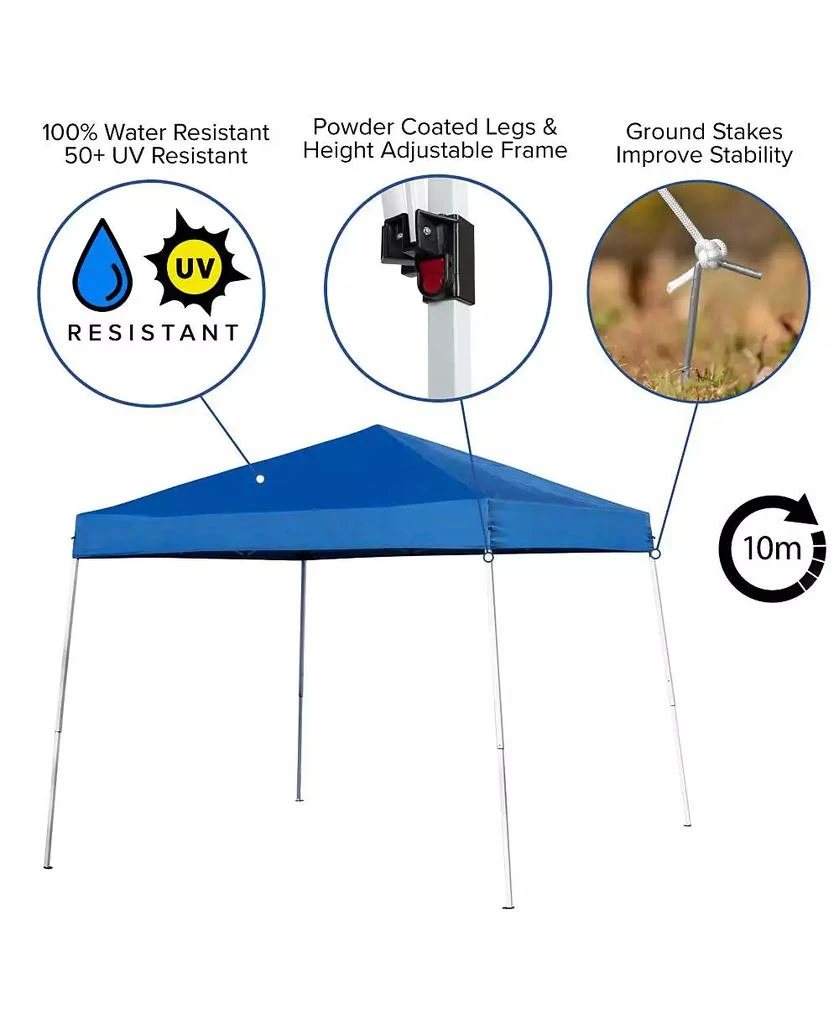 EMMA+OLIVER Portable Tailgate, Camping Or Event Set With White Pop Up Event Canopy Tent With Carry Bag And Folding Table With Benches Set 3