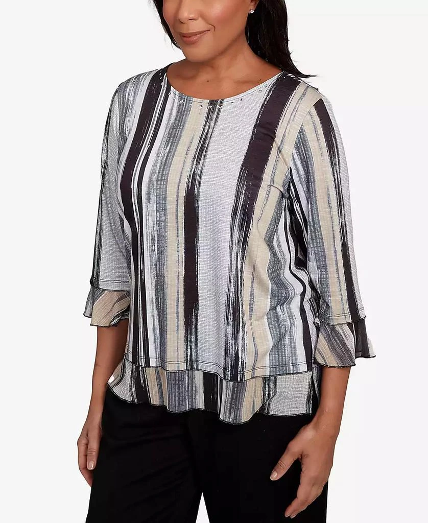 Alfred Dunner Women's Santa Barbara Etched Stripe Bell Sleeve Top 3