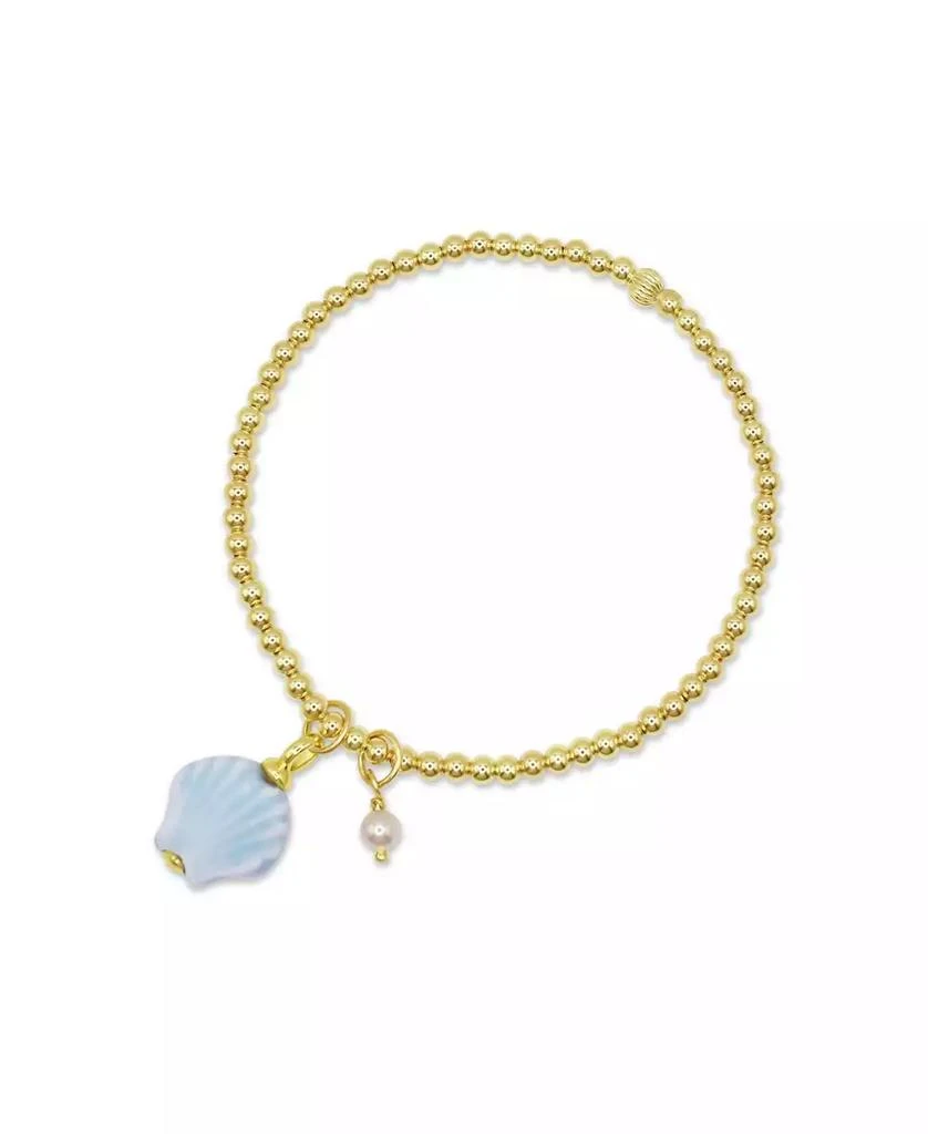 Bowood Lane 3mm Gold Filled Beads With Mini Pearl and Glass Seashell Charm Bracelet