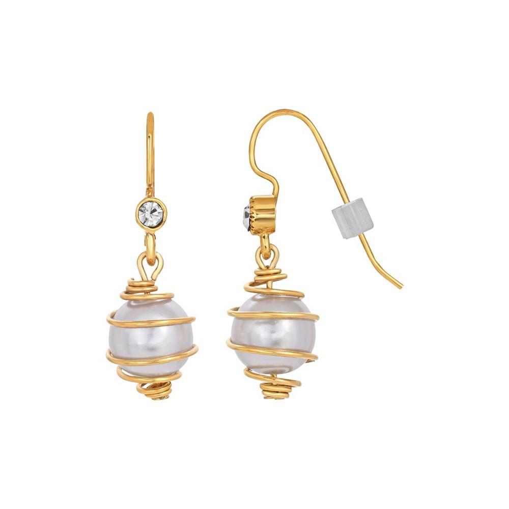 2028 Imitation Pearl Wire Wrapped Drop Earring