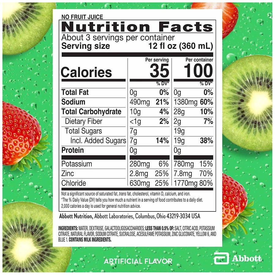 Pedialyte Electrolyte Solution Kiwi Berry Mist, Liter 8