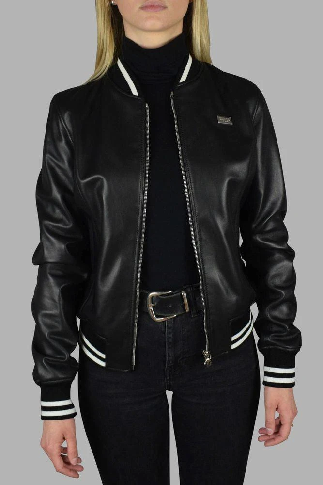 Philipp Plein Leather Bomber Jacket With Heart 2