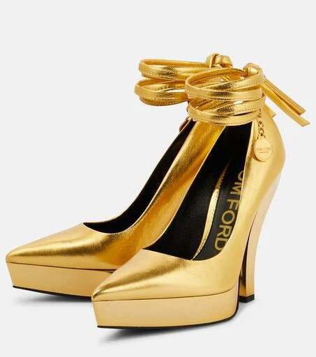 Tom Ford Metallic leather platform pumps 4
