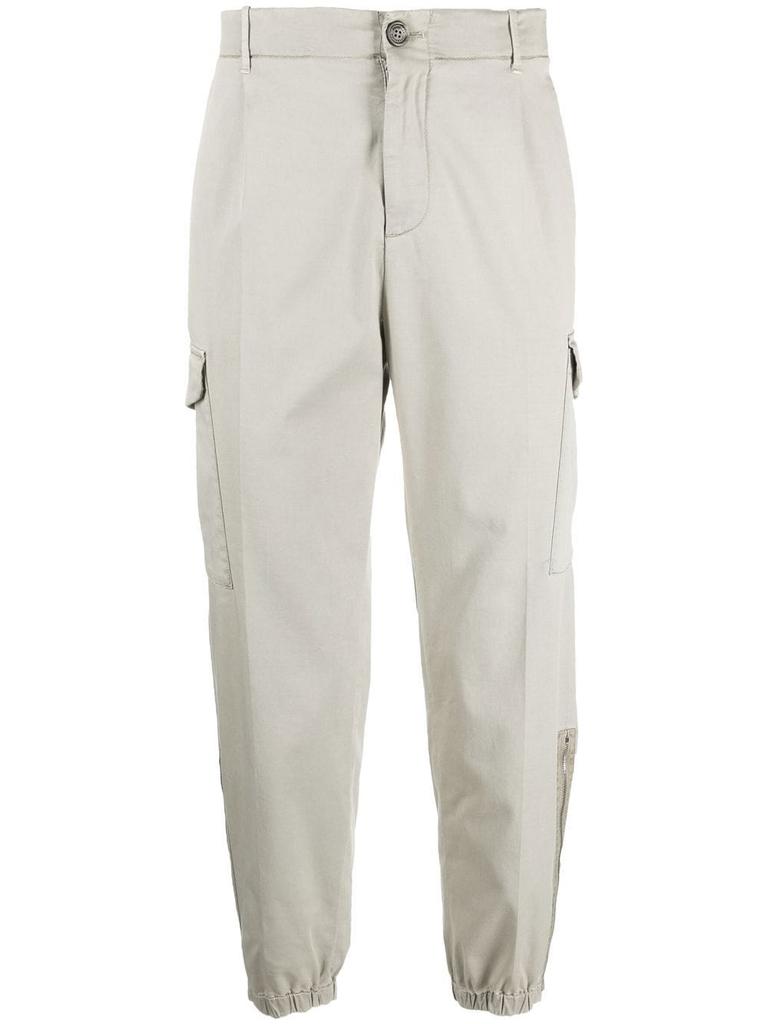 Brunello Cucinelli zip-cuff tapered trousers - men -  -  - Neutrals