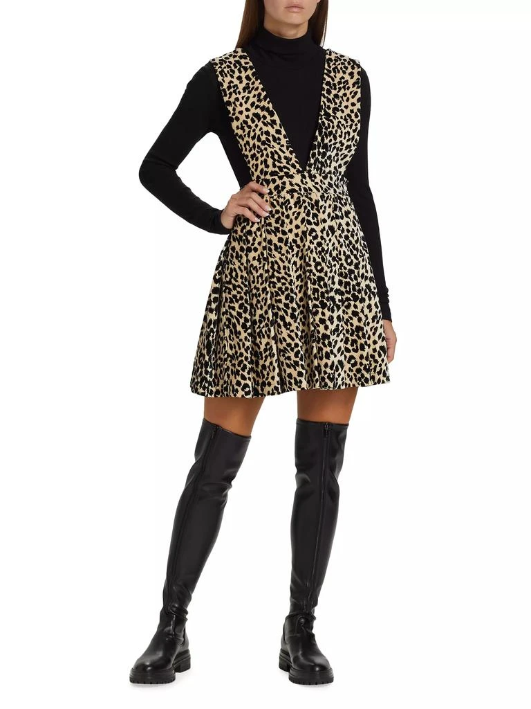 Batsheva Pleated Leopard Apron Dress 2