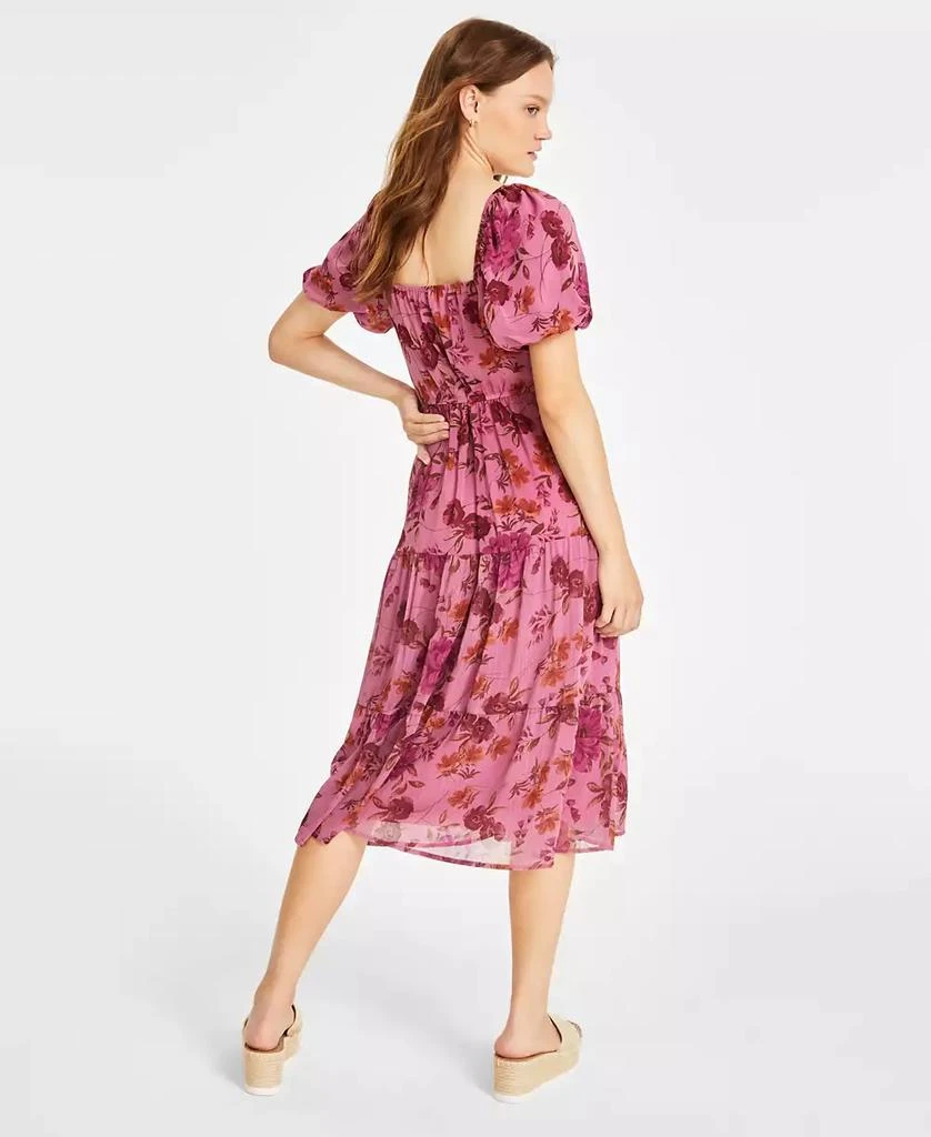 City Studios Juniors' Floral Print Puff-Sleeve Tiered Midi Dress 2