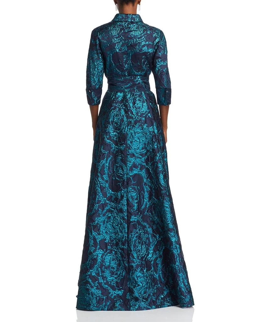 Teri Jon Metallic Jacquard Shirt Dress Gown 4