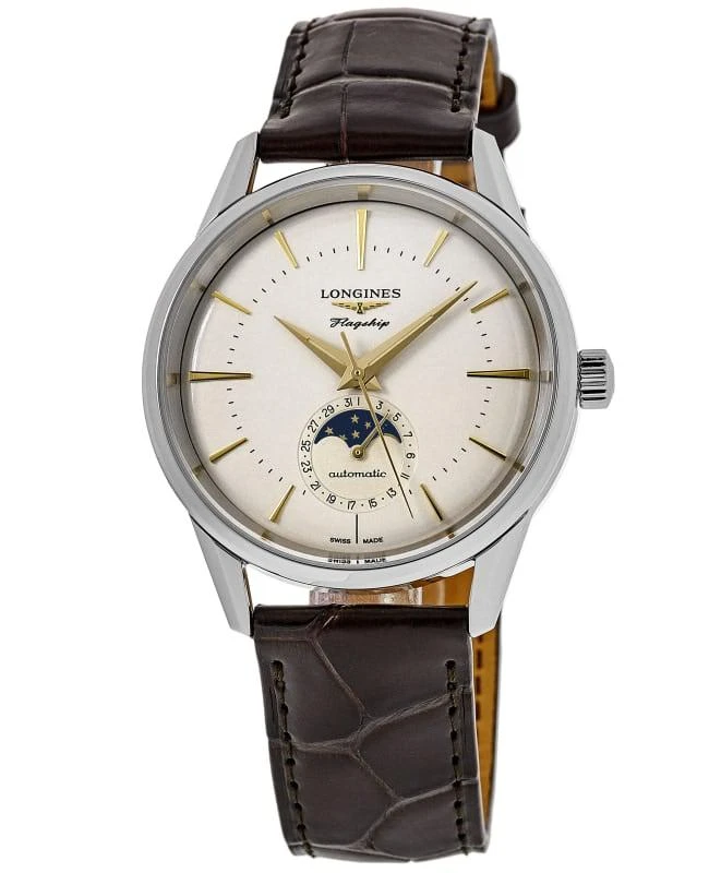 Longines Longines Flagship Heritage Moonphase Automatic Silver Dial Leather Strap Men's Watch L4.815.4.78.2 1