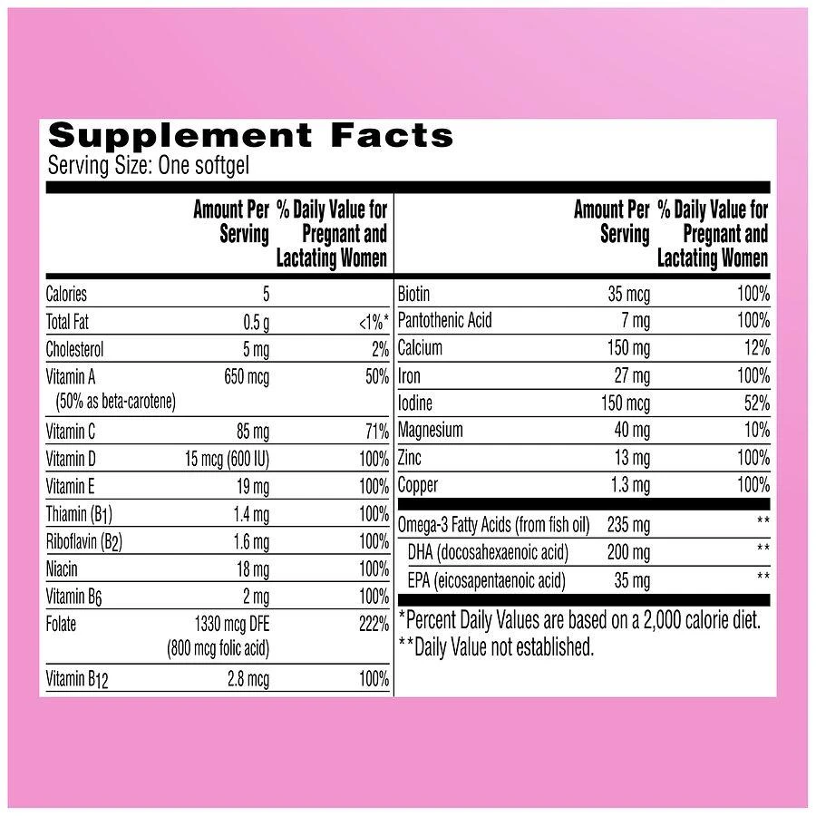 One A Day Women
s Prenatal Multi-Vitamin Soft-Gels with Folic Acid 8