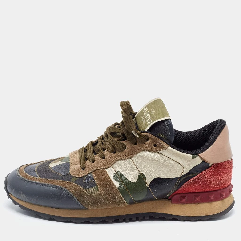 Valentino Valentino Multicolor Camo Print Leather and Suede Rockrunner Sneakers Size 37 1