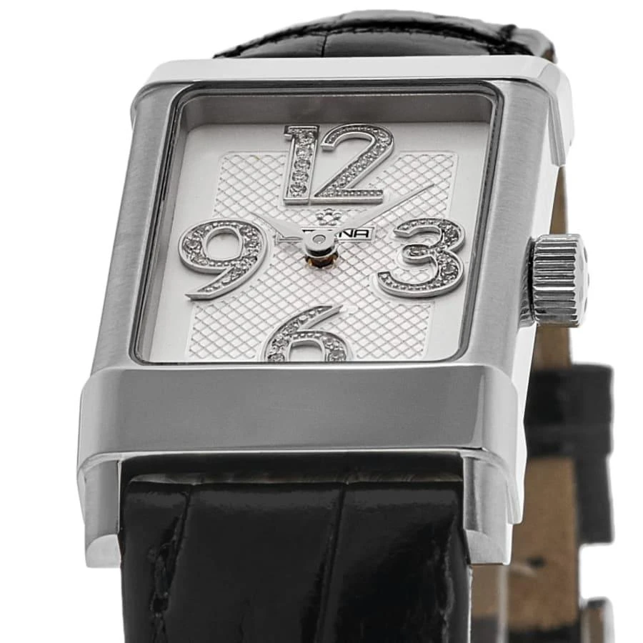 Eterna 1935 Silver Diamond Dial Leather Strap Women's Watch 8790.41.14.1156 2