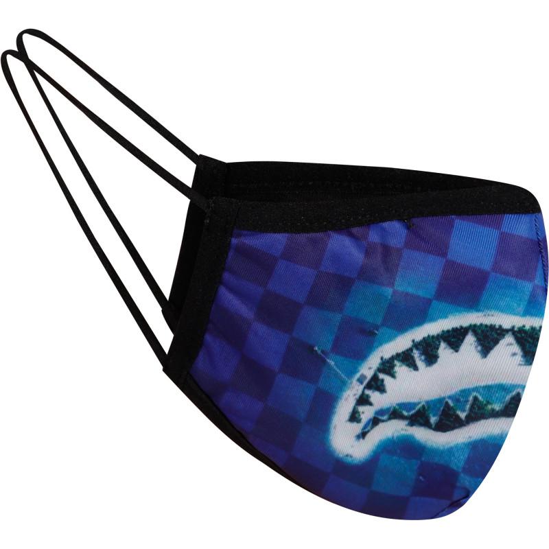 SprayGround Shark island logo face mask in blue