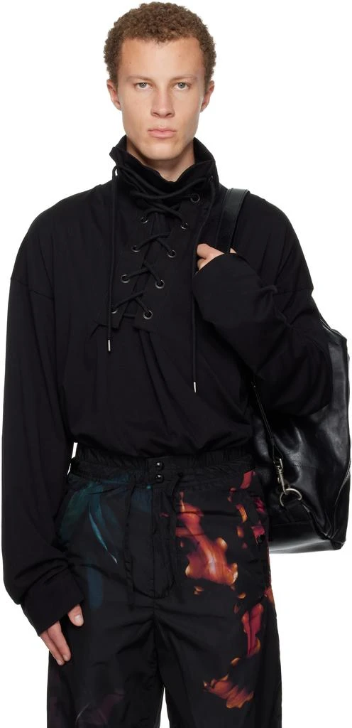 Dries Van Noten Black Lace-Up Shirt 1