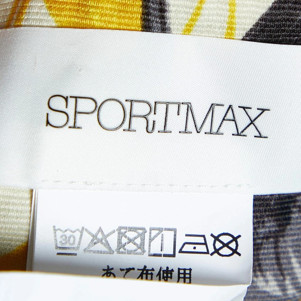 Max Mara Sportmax Yellow Floral Print Faille Asymmetric Midi Dress S 4