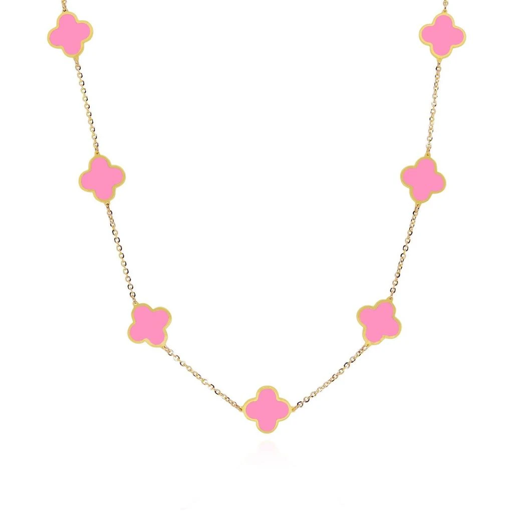 The Lovery Small Bubblegum Pink Clover Necklace 1