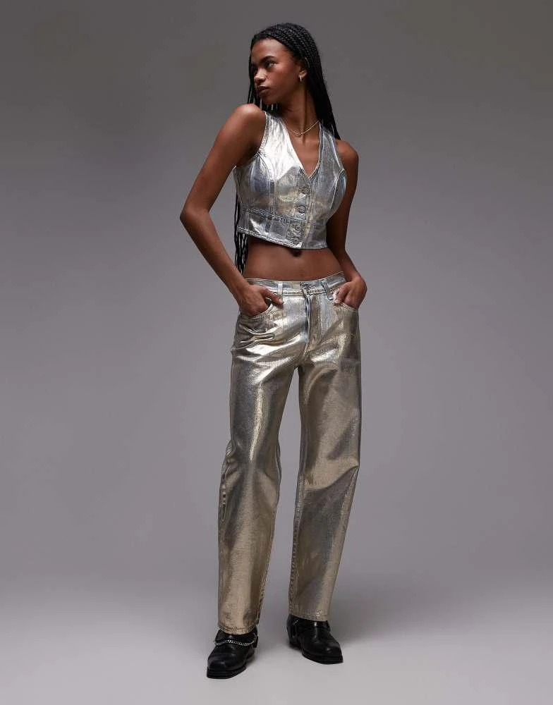 Levi's Levi's 501 90s ankle length metallic jeans in gold CO-ORD 1