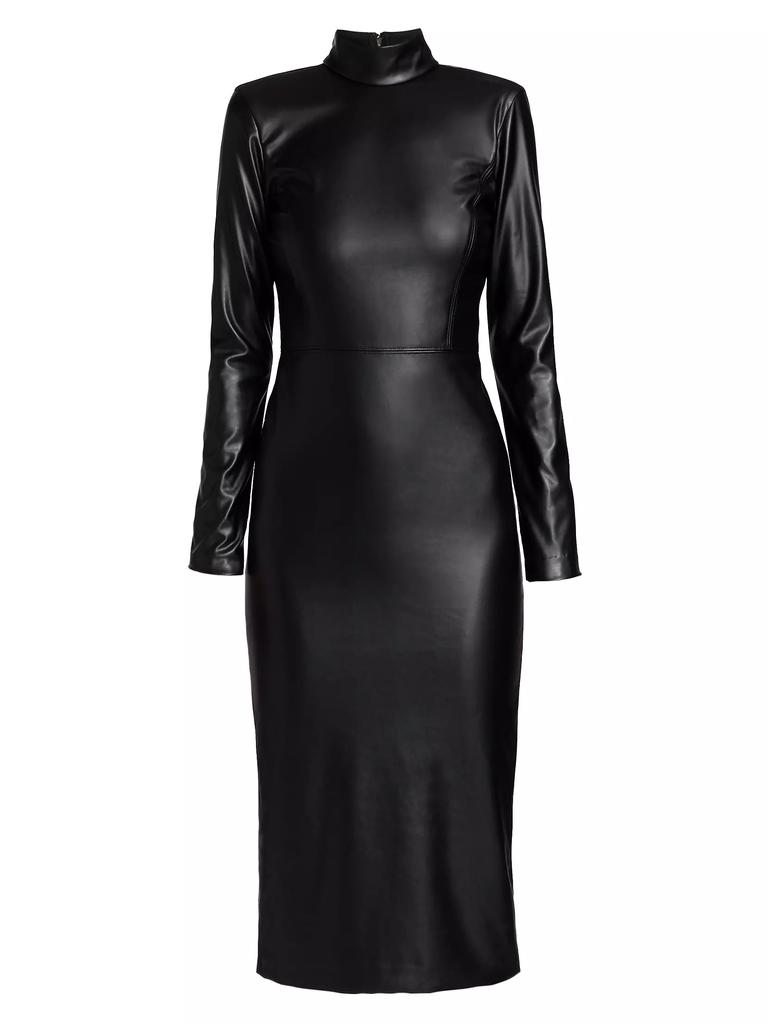 Alice + Olivia Delora Vegan Leather Bodycon Midi Dress