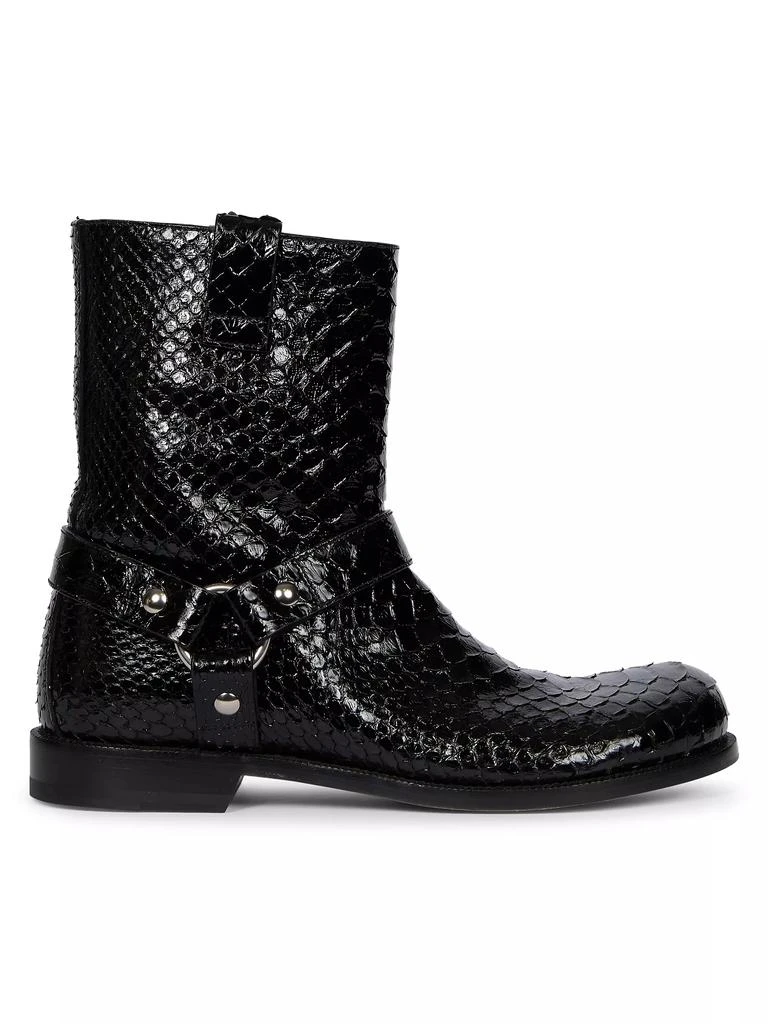 Loewe Campo Python & Leather Biker Boots 1