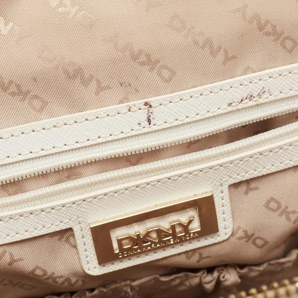 DKNY DKNY Cream/Beige Signature Canvas and Leather Dome Satchel 16