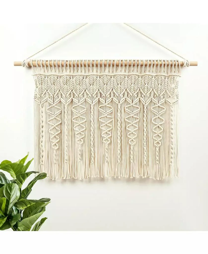 Lush Decor Boho Macrame Textured Cotton Valance Curtain Single 40"W x 30"L- Macrame Valances For Windows, Boho Kitchen Curtains, Boho Wall Decor 2