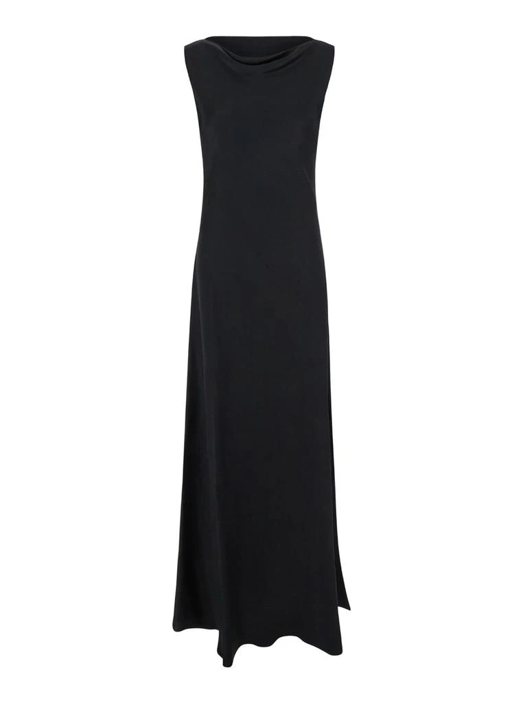 ANTONELLI montereal Black Long Dress With Draped Neck In Satin Woman 1