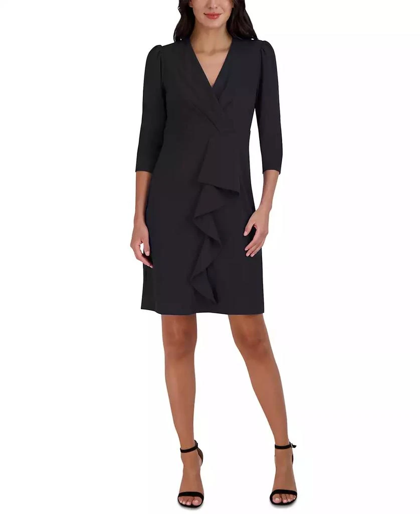 julia jordan Women's Pleated Ruffled-Front Sheath Dress 1