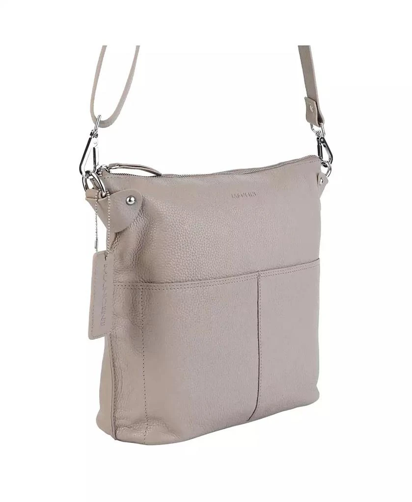 Mancini Leather Goods Pebbled Collection Susan Leather Crossbody Hobo Bag 3