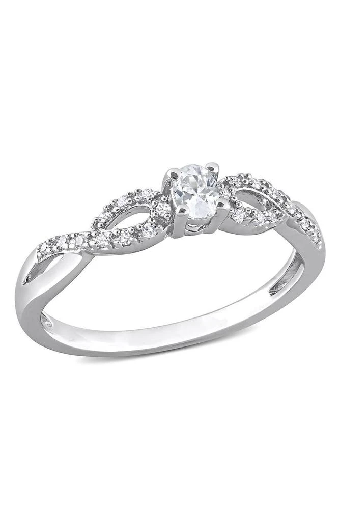 DELMAR Sterling Silver Created White Sapphire 
Diamond Ring - 0.08 ctw