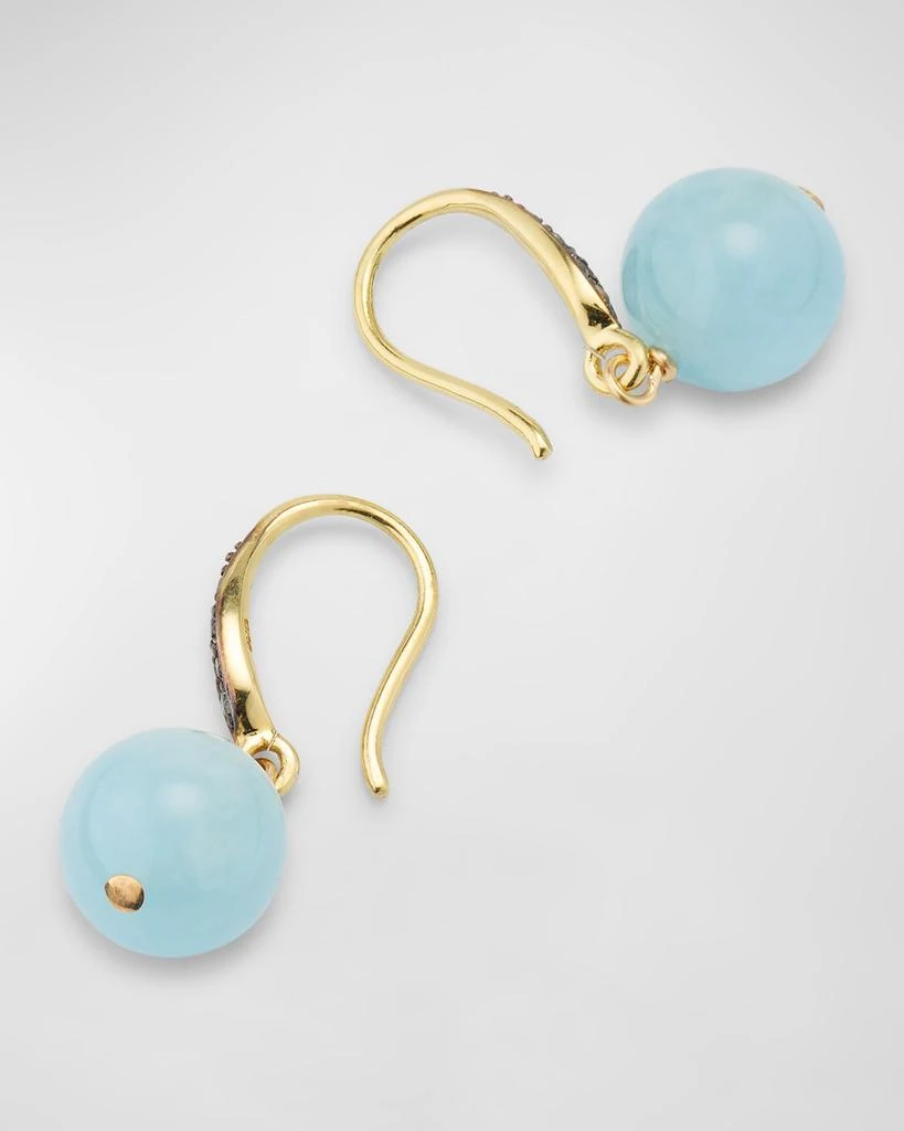 Margo Morrison Smooth Aquamarine Ball Earrings with White Sapphires 4