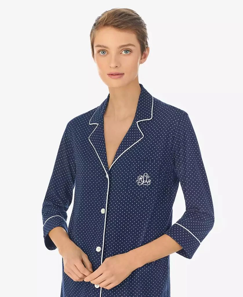 Ralph Lauren Womens 3/4 Sleeve Cotton Notch Collar Capri Pant Pajama Set 3