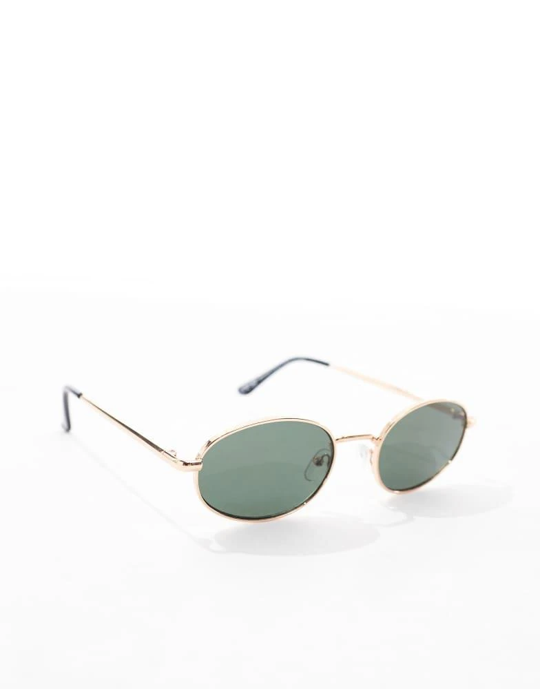 Pull&Bear Pull&Bear metal  frame oval sunglasses in gold 2